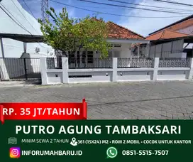 PUTRO AGUNG Luas 361 m2‼️ Disewakan Rumah Lebar 15 Cocok Untuk Kantor