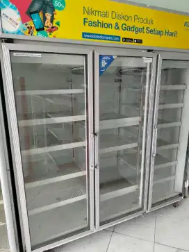 Showcase bekas 3 pintu 1500 liter | showcase second murah terdekat