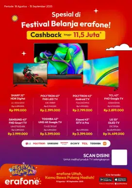 BELI TV di Erafone mulai 1jt an (Bisa kredit Cukup KTP saja)
