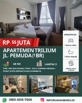 TRILIUM 1 BR‼️ Apartemen Pusat Kota Full Furnish Jalan Pemuda