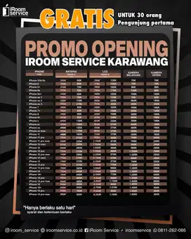 Baterai lcd iphone tersedia di iroom service