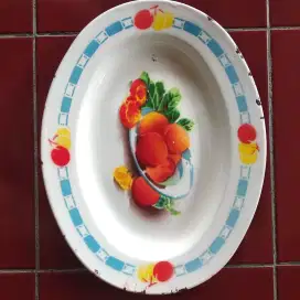 Piring panjang lonjong lodor kaleng seng enamel jadul lawas antik#2