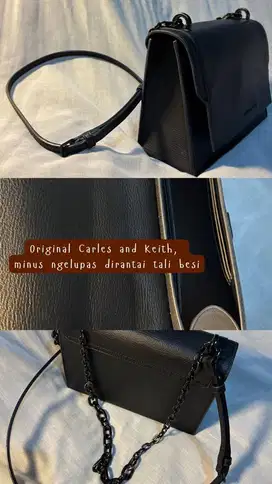 Tas hitam tas selempang kecil tas merk charles and keith original