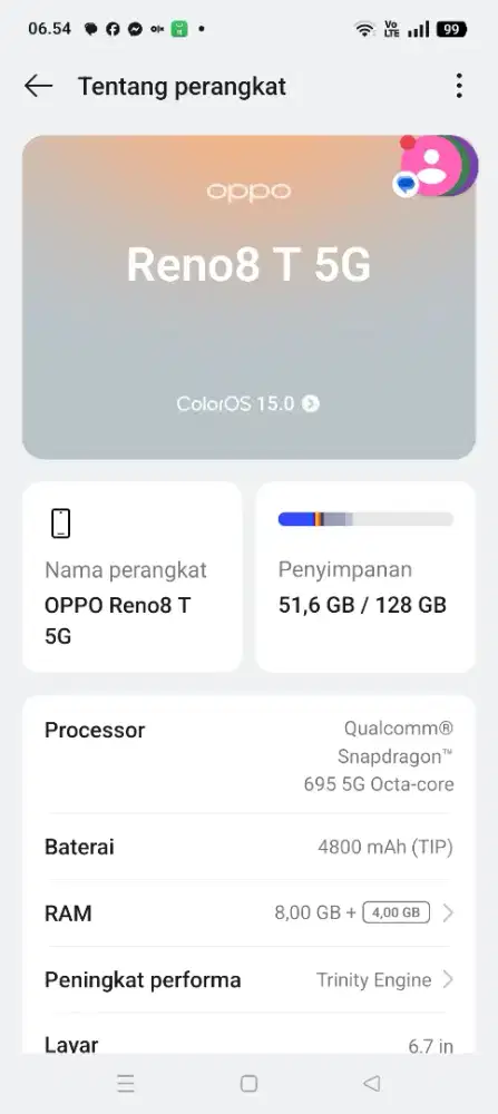 Jual Oppo Reno 8  5 G ram 8+8/156