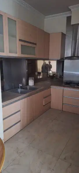 Kitchen Set Custom Meja Marmer Asli Lengkap Kompor Penghisap Zink Utuh