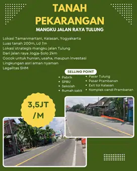 SANGAT STRATEGIS PEKARANGAN MANGKU JALAN RAYA TULUNG COCOK UNTUK USAHA