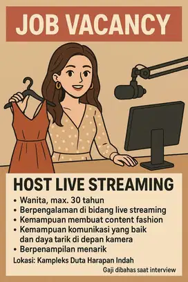Dibutuhkan Host Live streaming Wanita