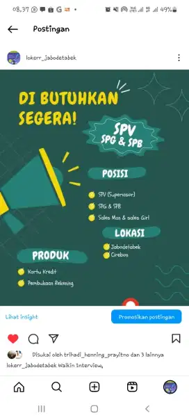 Di butuhkan Sales Kartu kredit Bank Ternama