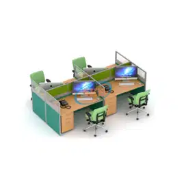 PARTISI KANTOR HALF GLASS  T. 120 CM 4 STAFF BERHADAPAN