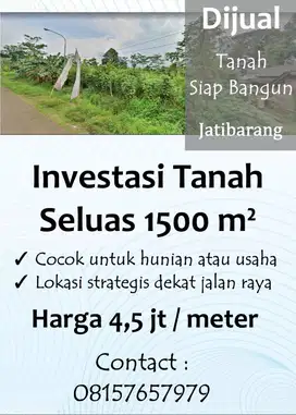 Dijual Cepat BU Kavling 1500 m² Jatibarang