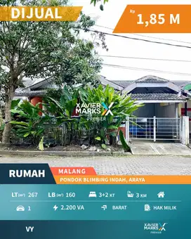 Rumah Affordable Harga Tanah di PBI Araya Blimbing Malang