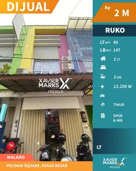 Ruko 3 Lantai Strategis di Pasar Besar Malang Kota