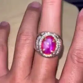 Cincin Permata Star Ruby Burma Ring Emas Berlian