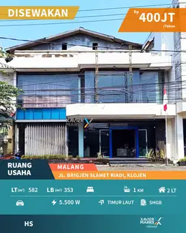 Ruang Usaha di Jalan Utama Slamet Riadi Klojen Malang Strategis