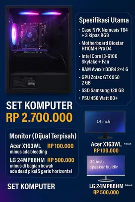 Komputer Low - Mid Gaming/Kerja Depok - Cibinong