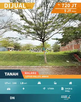 Dijual Tanah Kavling di Cluster Lotus Valley, The Araya Malang