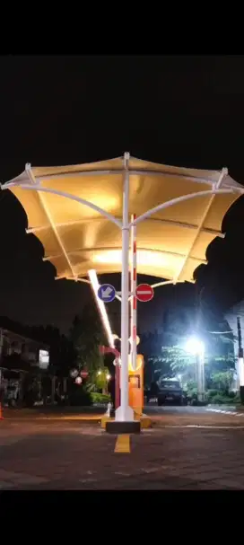 Las pagar minimalis, kanopi membran, railing tangga, kanopi membran