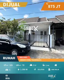 Rumah Siap Huni Terawat di Green View Lowokwaru Malang