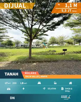 Tanah Kavling Siap Bangun Strategis di Palm Valley Araya Malang