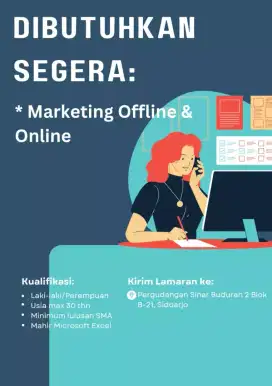Dicari Marketing Online & Offline