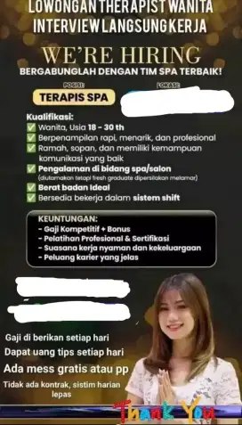 Lowongan therapist wanita