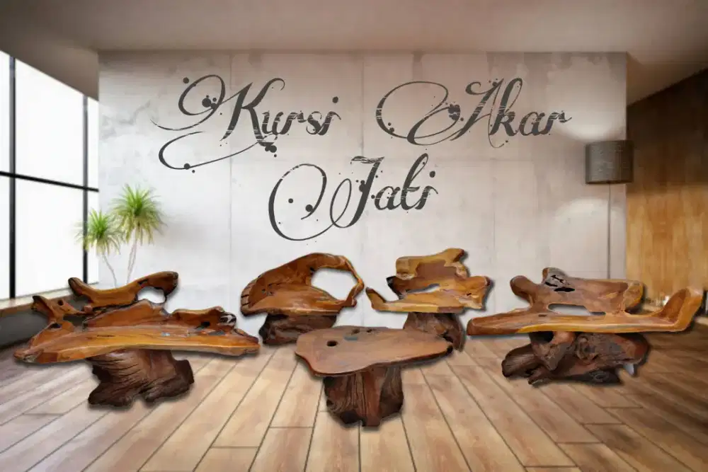 Meja Tamu Akar Jati Set