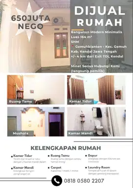 RUMAH MODERN MINIMALIS 600JUTAAN DI KENDAL