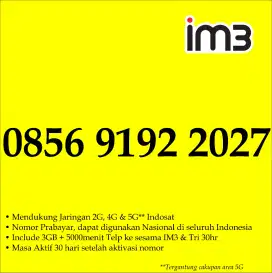 Perdana Nomor Cantik Indosat IM3 rapi cantik pola tahun 91, 92 & 2027