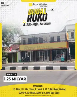 Dijual Ruko 2 Lantai di Tepi Jalan Raya Solo-Jogja, Kartasura