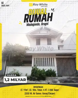 Dijual Rumah 2 Lantai 4KT di Grogol, Dekat Solo Baru