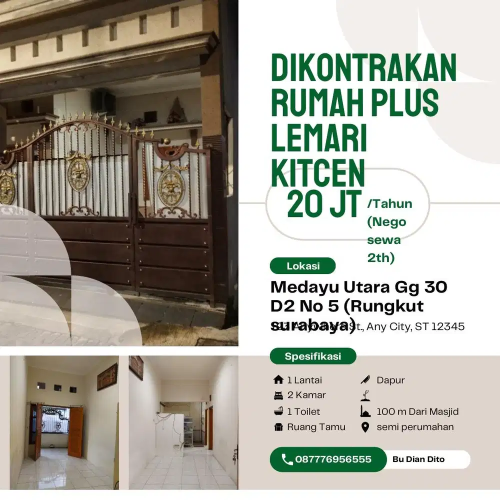 RUMAH DIKONTRAKAN DISKON MELEDAKKK PERTAHUN (NEGO UNTUK SEWA 2th)