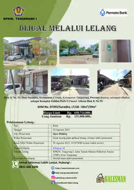 DIJUAL RUMAH MELALUI LELANG !!!