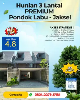 Rumah 3 Lantai Premium di Pondok Labu Jakarta Selatan