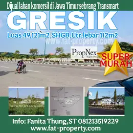 Dijual lahan komersil di Gresik,Jawa Timur 49,121m2 SHGB sebrang Trans
