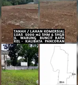 TANAH LAHAN KOMERSIAL JALAN WARUNG BUNCIT RAYA KALIBATA PANCORAN