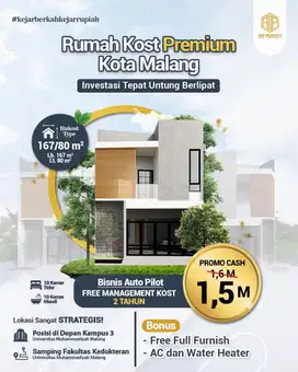 RUMAH KOS EKSLUSIVE 10 KAMAR KOTA MALANG SEBELAH FK UMM