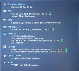 CPU H81M-DGS Core i5 lancar siap pakai