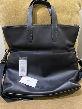 Tas coach graham foldover tote slingbag black leather original hrganet