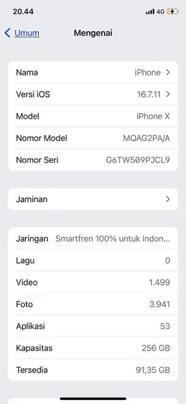 Iphone x 256 gb garansi resmi