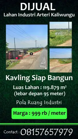 Dijual Kavling Siap Bangun 119.879 m² Arteri Kaliwungu