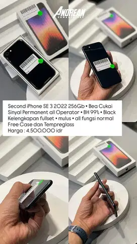 Second Iphone Se 3 2022 256gb beacukai