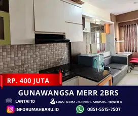 GUNAWANGSA MERR Luas 43m2‼️ Apartemen 2 BR Furnish dekat MERR Rungkut