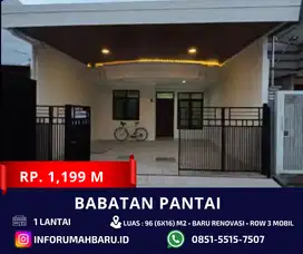 BABATAN PANTAI Row 3 Mobil ‼️ Jual Rumah Baru Renovasi 1 Lantai