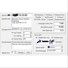 Software Nota BBM Premium Pertalite Solar Pertamax