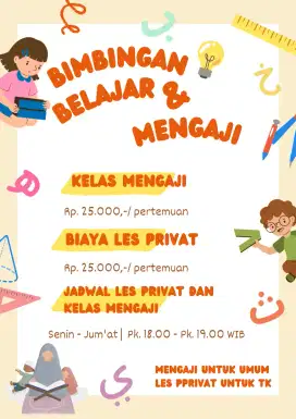 Les privat Tk dan Kelas mengaji