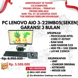 PROMO PC LENOVO AIO 3-22IMB05 BERGARANSI
