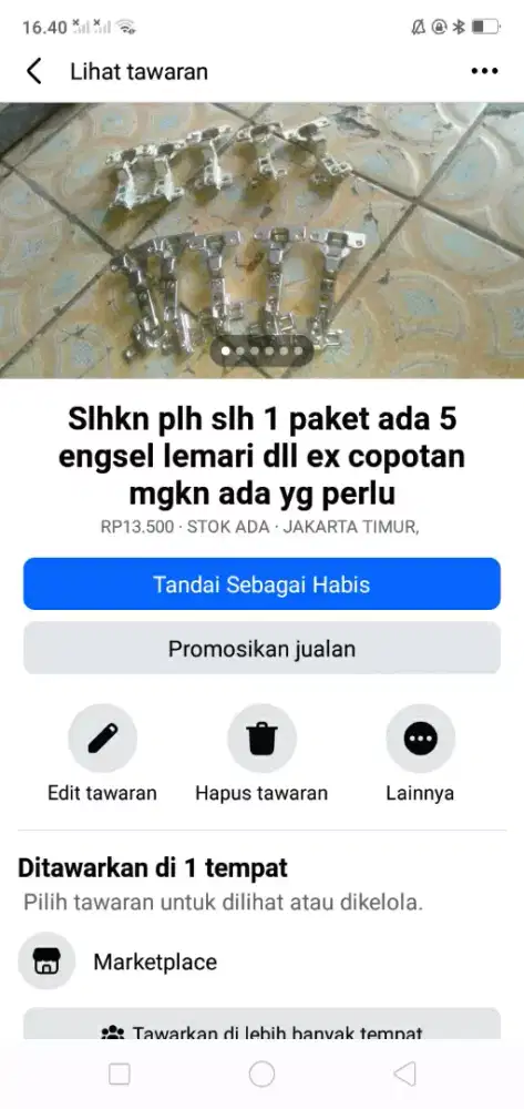 Slhkn plh slh 1 paket ada 5 engsel lemari mgkn ada yg perlu murah sj