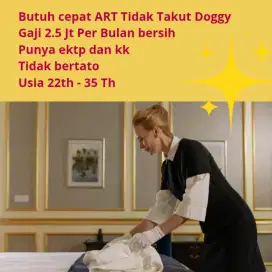 Butuh cepat ART Tidak Takut Anjing Jinak, Gaji 2.5 Bersih