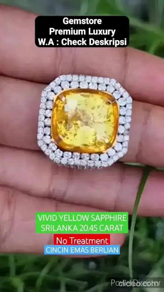 Cincin Permata Yellow Sapphire Ring Emas Berlian