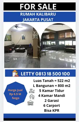Rumah 2 Lantai Kalibaru Jakarta Pusat Rp 6.9 M Nego